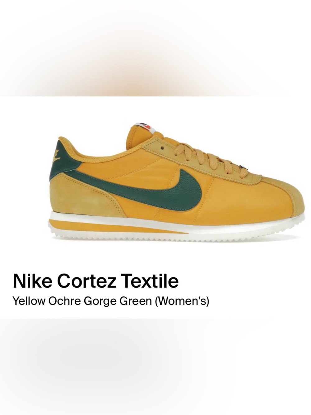 Nike Cortez Textile Yellow Ochre and Gorge Green